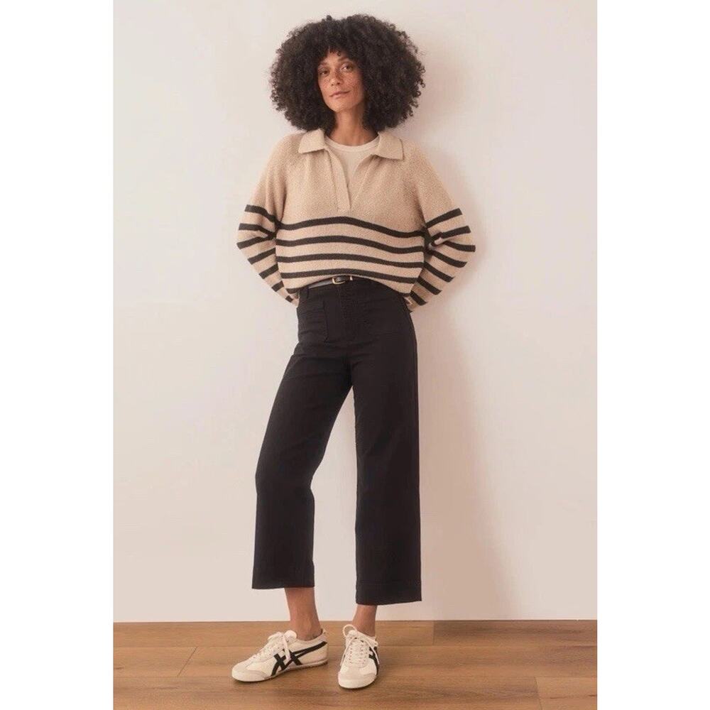 Marine Layer Bridget Wide Leg Crop Pants High Rise Sz 4 Black $128 NWT